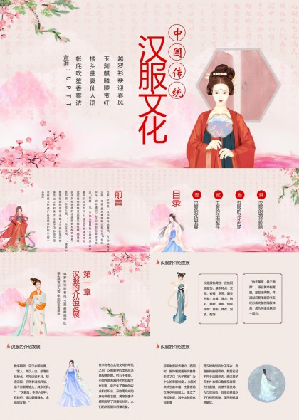 汉服文化介绍与发展历程PPT模板
