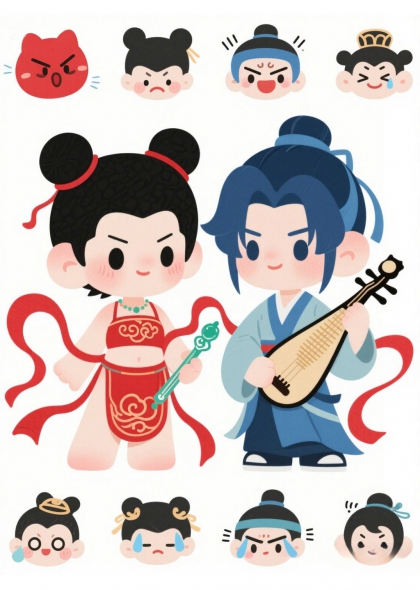 卡通哪吒敖丙表情贴纸