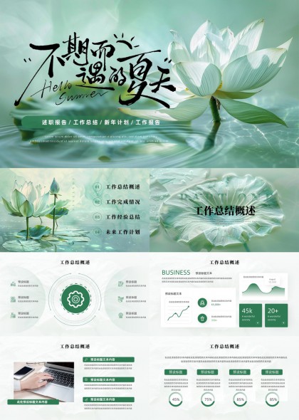 不期而遇的夏天工作总结与计划PPT模板