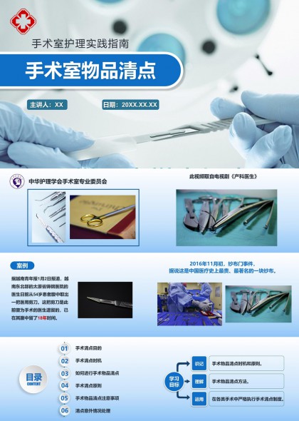 手术室护理实践指南物品清点流程PPT模板