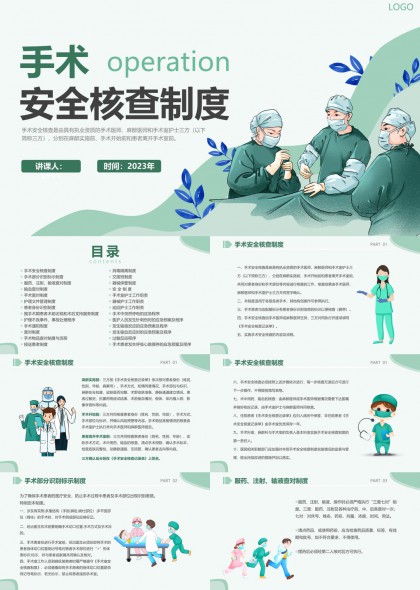 手术安全核查制度详细讲解与实施流程PPT模板