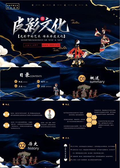 皮影文化传承与创新艺术介绍PPT模板