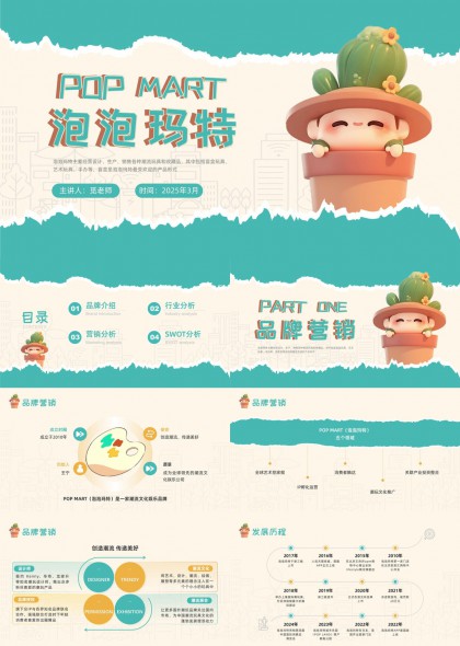 POP MART泡泡玛特品牌营销行业分析营销策略SWOT分析PPT模板