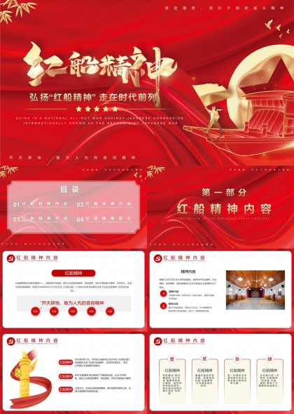 红船精神弘扬时代前列内容内涵价值意义PPT模板
