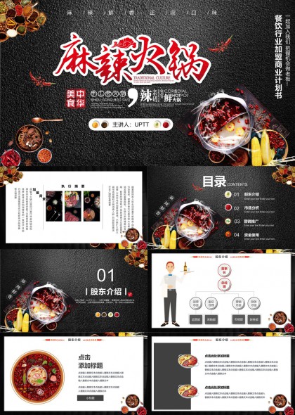 麻辣火锅餐饮行业商业计划书PPT模板