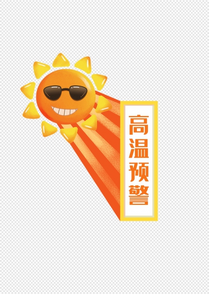 卡通太阳戴墨镜高温预警标识夏季防暑宣传图案