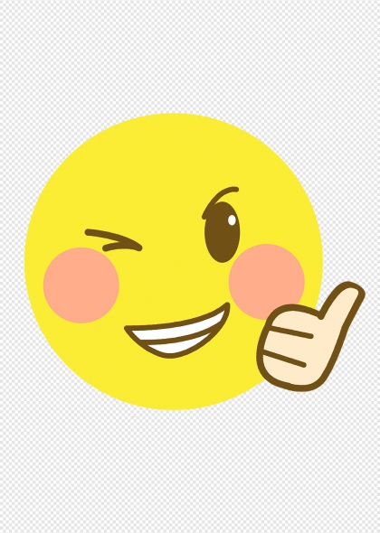 卡通笑脸表情可爱眨眼点赞手势元素