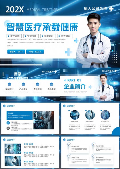 智慧医疗承载健康企业介绍产品项目市场PPT模板