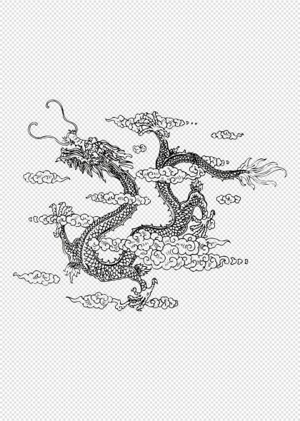 龙形祥云图案中国传统文化免抠插画