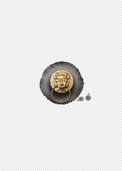 金色门环中国传统文化装饰免抠元素