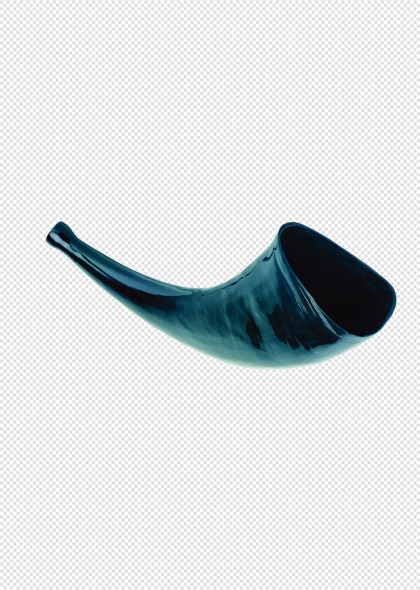 蓝色号角古代乐器免抠插画元素