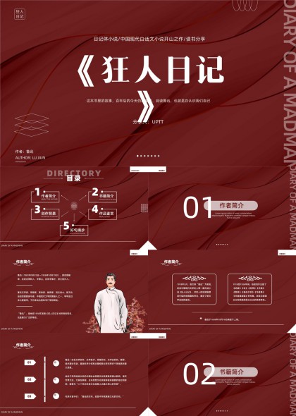 狂人日记鲁迅作品赏析文学课件PPT模板