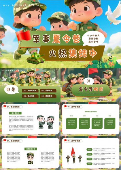 军事夏令营火热集结中活动策划与安排PPT模板