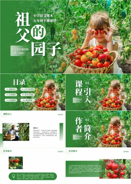 小学语文五年级下册祖父的园子课件PPT模板