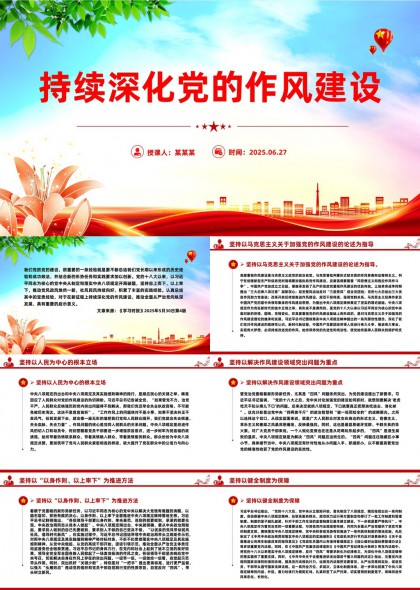 持續深化黨的作風建設PPT模板