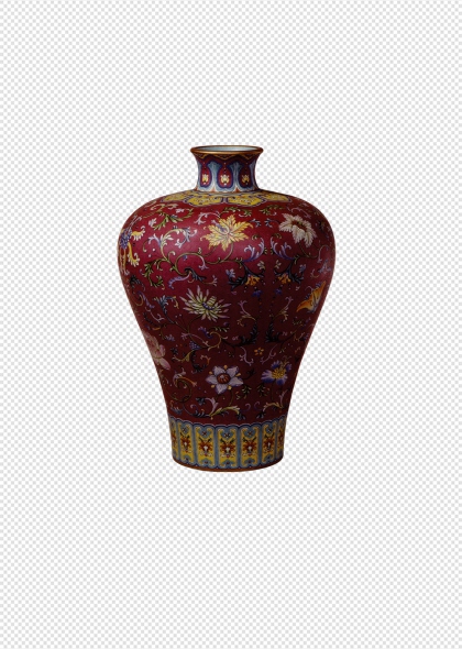 红色花瓶精美图案传统文化装饰免抠图片