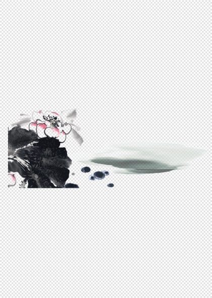 水墨荷花免抠插画元素