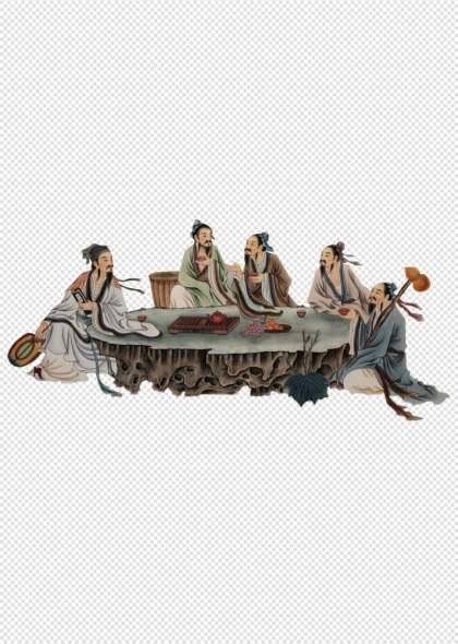 古代文人雅集场景中国传统文化国画元素