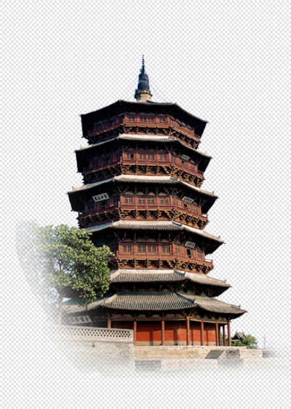 古代木塔建筑历史文化免抠插画元素