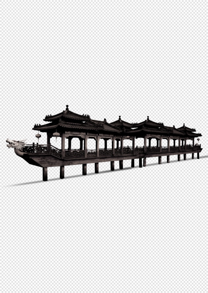 古代建筑长廊免抠图片元素