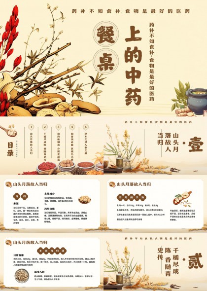 餐桌上的中药知识科普PPT模板