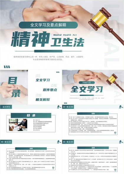 精神卫生法全文学习及要点解释宣传PPT模板