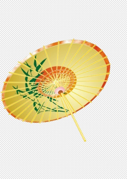 竹叶图案油纸伞传统文化装饰免抠插画
