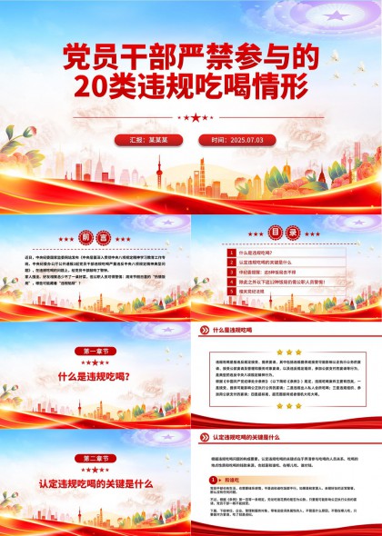 党员干部严禁参与违规吃喝情形详解PPT模板