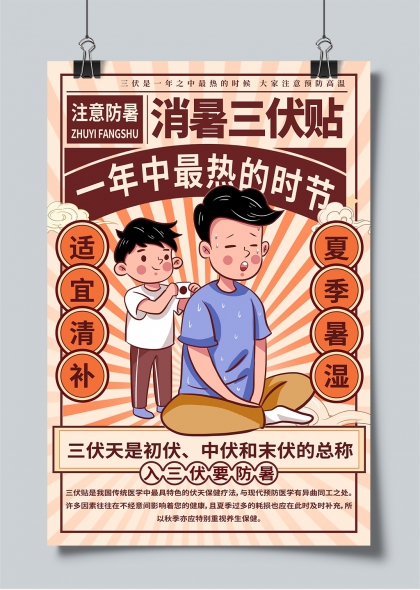 消暑三伏贴夏季防暑宣传海报