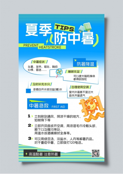 夏季防中暑知识科普宣传海报