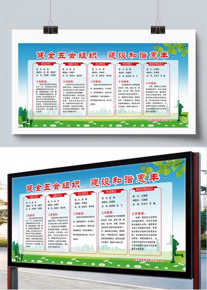 健全五会组织街道社区五会介绍宣传栏