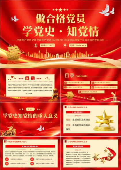 做合格党员学党史知党情党政党建PPT模板