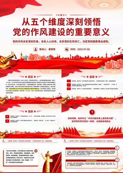 党的作风建设重要意义五个维度解读PPT模板