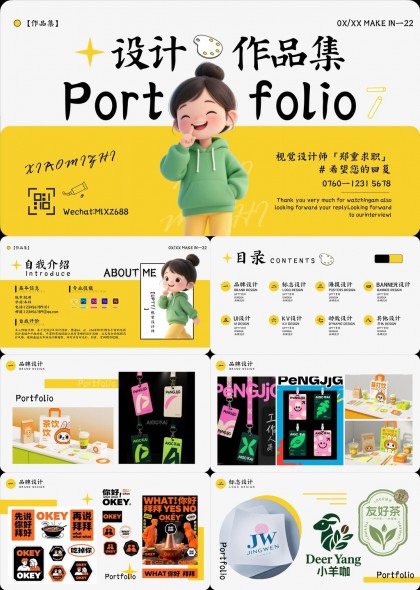 视觉设计师作品集展示创意设计案例PPT模板