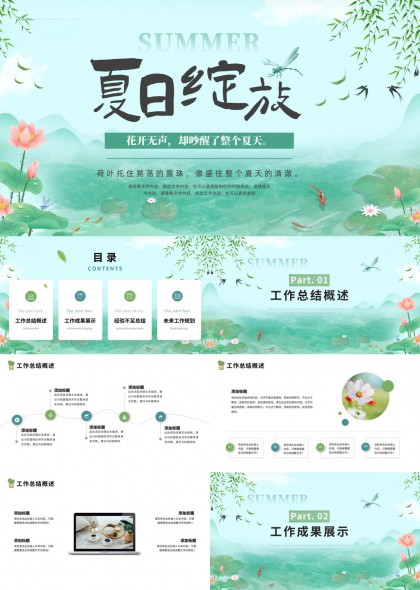夏日绽放工作总结与规划PPT模板