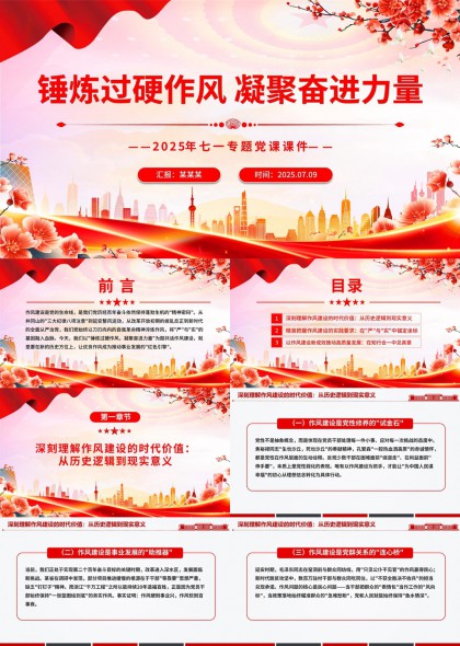 锤炼过硬作风凝聚奋进力量2025年七一专题党课课件PPT模板
