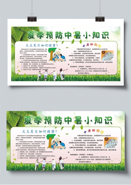 夏季预防中暑小知识健康生活指南展板