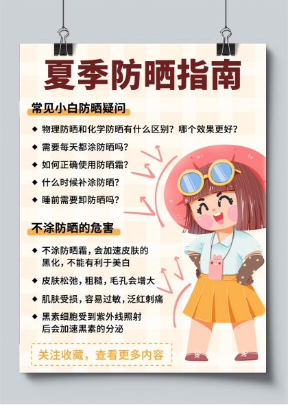 夏季防晒指南常见问题解答小红书封面海报