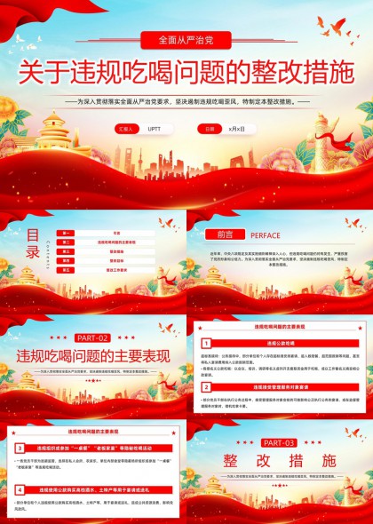 关于违规吃喝问题的整改措施党政风格PPT模板