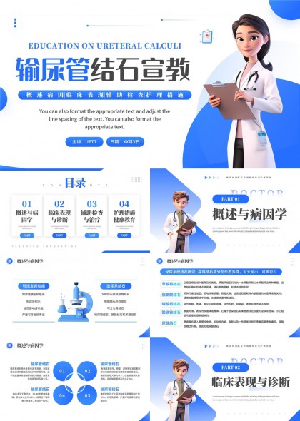 输尿管结石宣教概述与病因PPT模板