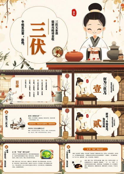 三伏天养生知识详解传统中医保健方法PPT模板