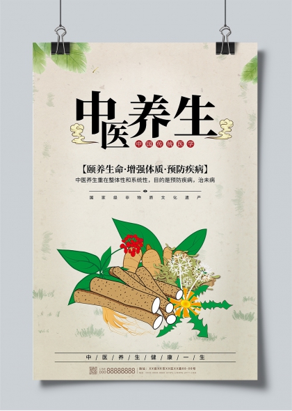 中医养生传统医学文化传承宣传海报