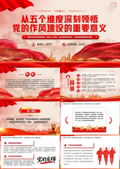 党的作风建设重要意义五个维度解读PPT模板