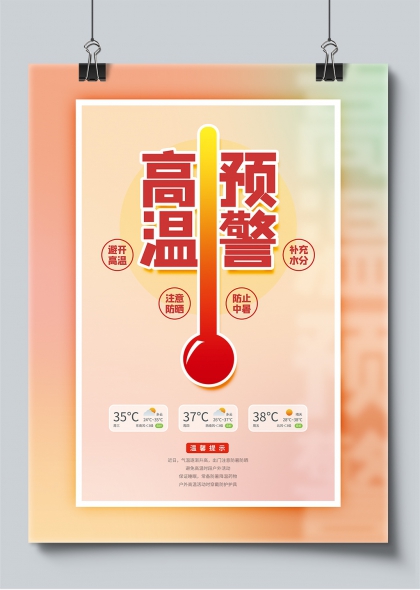 高温预警夏季防暑降温指南海报