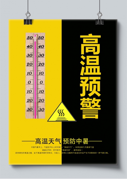 高温预警宣传海报夏季防暑降温提示图