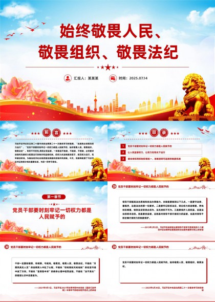 敬畏人民组织法纪党政学习PPT模板