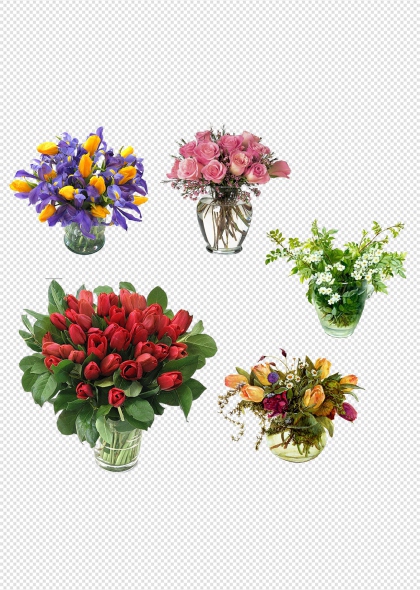 彩色花束图片透明背景PNG免抠装饰元素