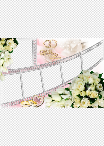 浪漫婚礼玫瑰花边免抠透明底相框