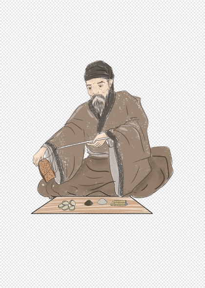 中医中药养生相关老中医抓药插画元素