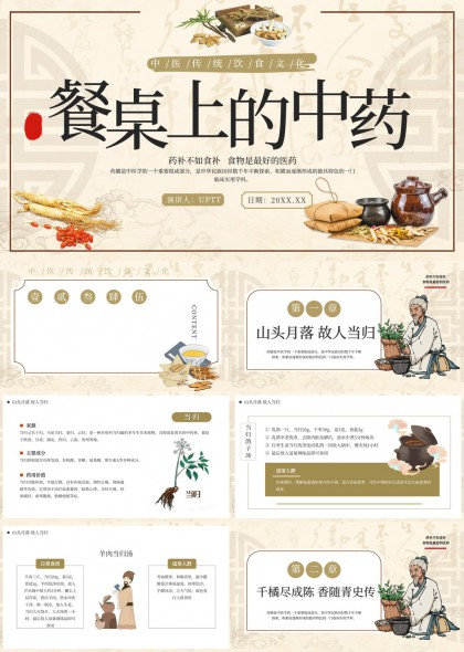 餐桌上的中药文化知识分享PPT模板